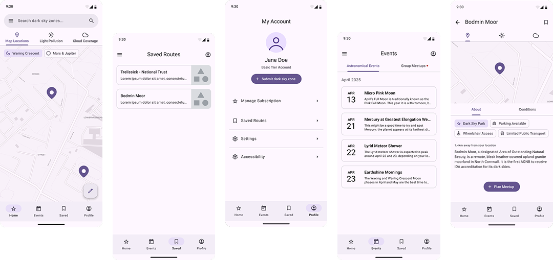 High Fidelity Wireframes